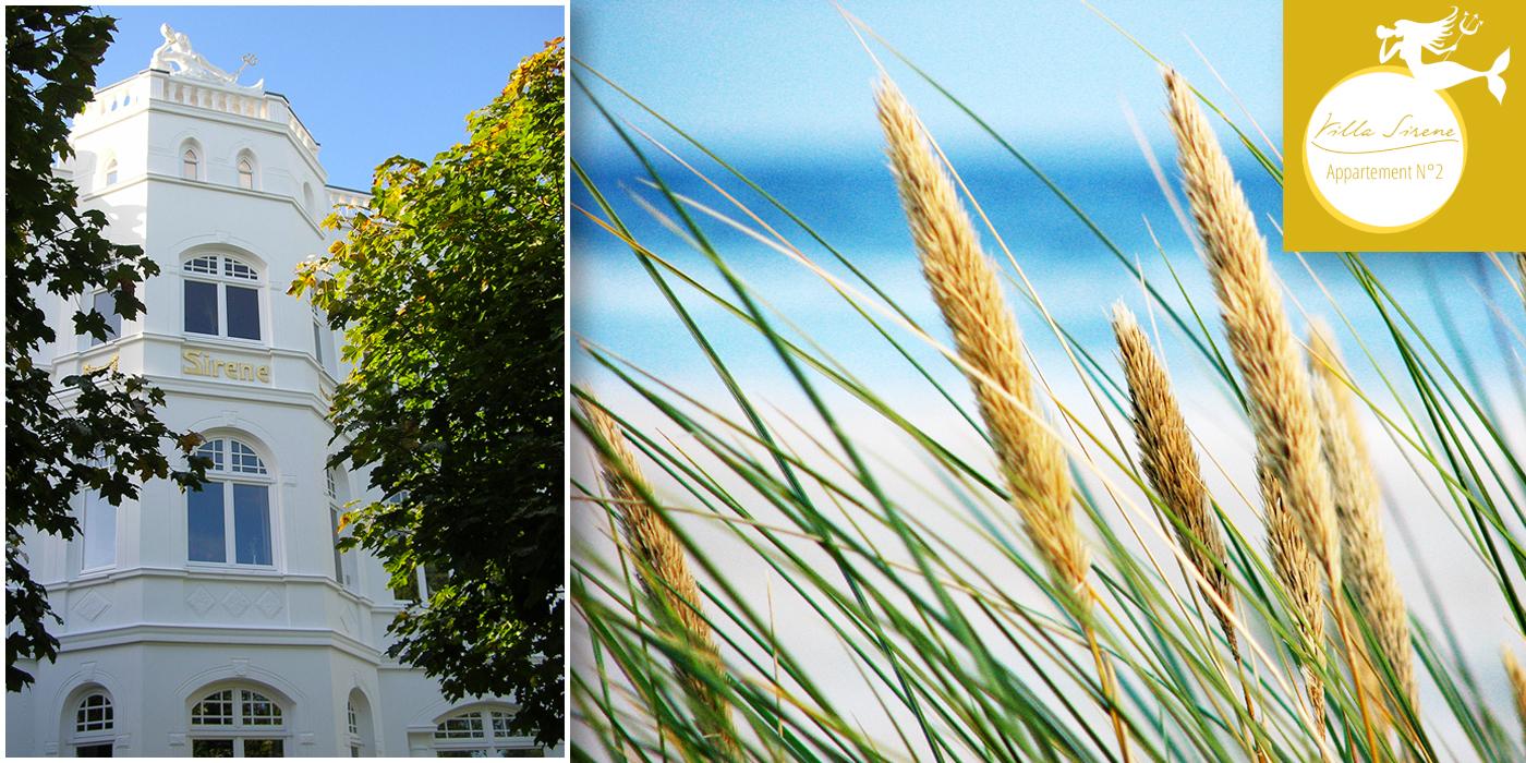 Villa Sirene, App. 2, direkt am Strand, 2 Schlafzimmer, Sauna, Dachterrasse, Strandkorb 